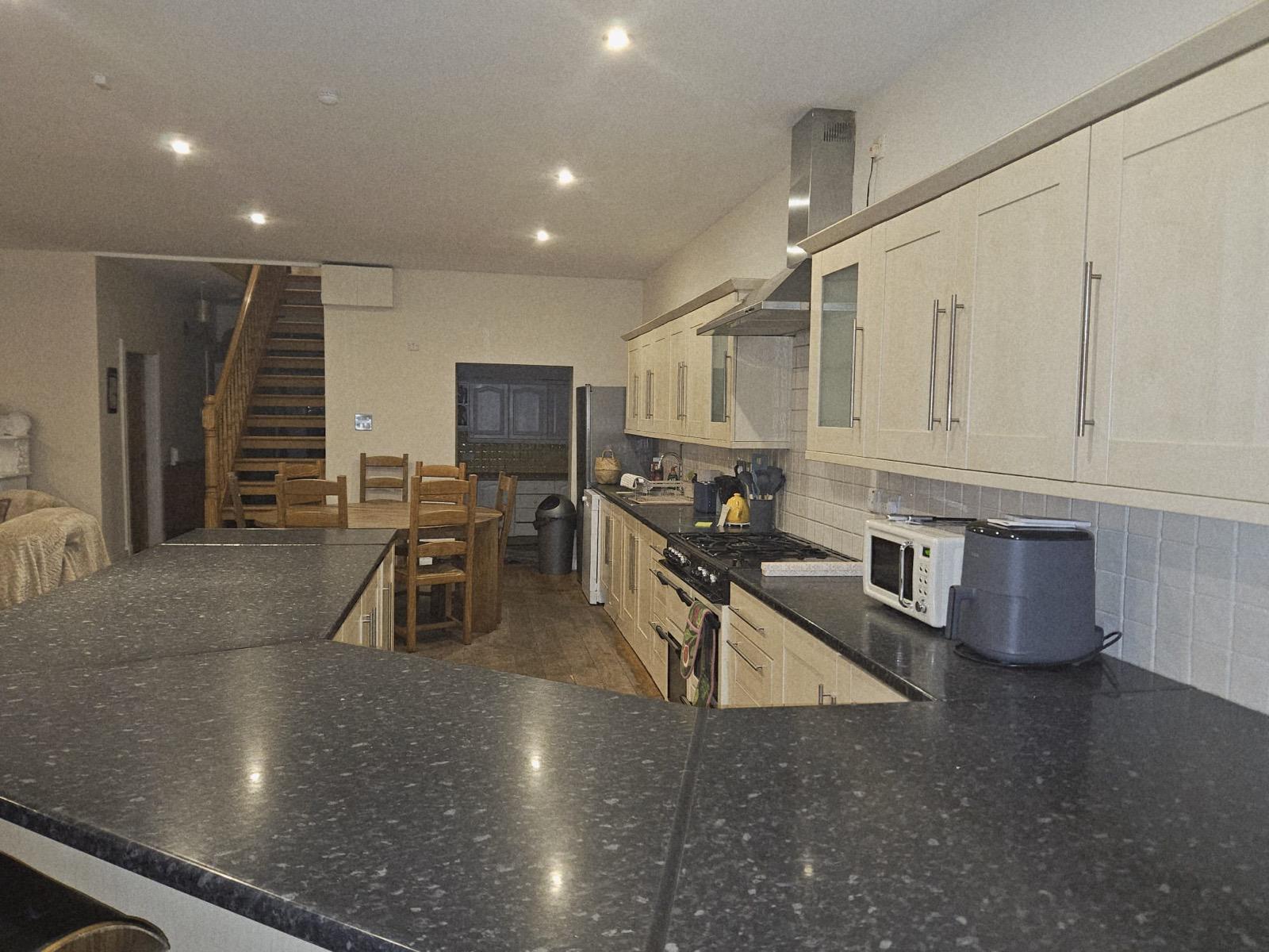Open-plan self-catering kitchen and dining area